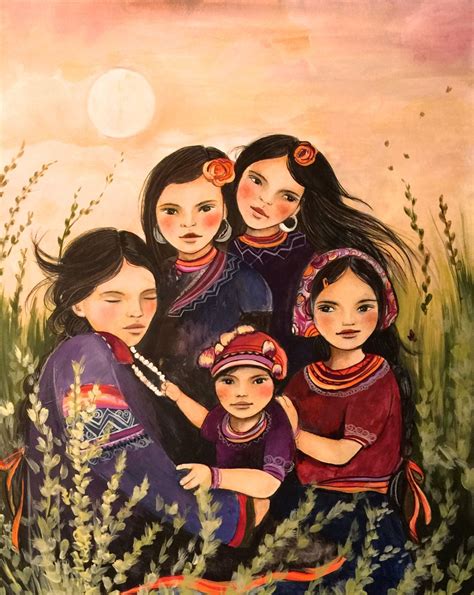 mother-and-children-hmong-inspired-art-print-in-2020-art,-mother