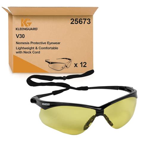 kleenguard 25673 v30 nemesis csa safety glasses amber lenses with black frame 1 case 12