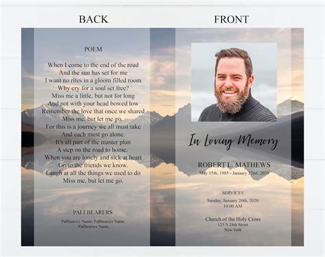 editable funeral program template for man obituary template etsy my xxx hot girl
