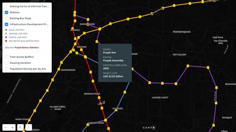 Lahore Orange Line Metro Train Route Map