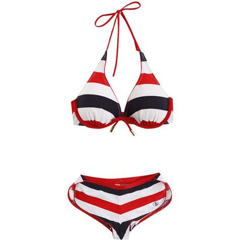 Red Stripes Triangle Bikini Set 47 Found On Polyvore Triangle
