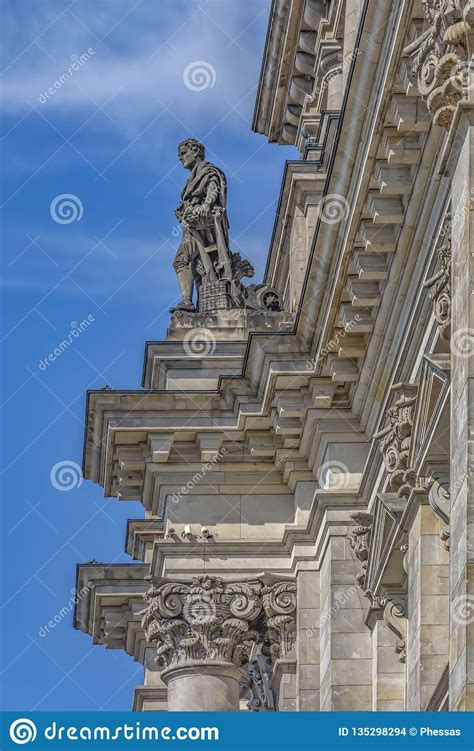 Berlin Germany 8 8 2015 Close Up Of A Piece Of Wall With Statues Of The Famous Neo Renaissance