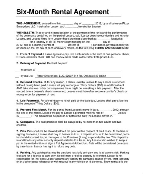 Month To Month Lease Agreement Template Free