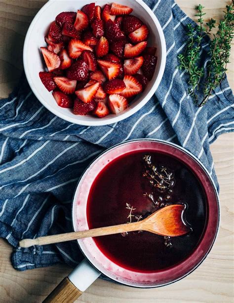 Strawberries In Red Wine Syrup Over Vanilla Ice Cream Recipe Summer