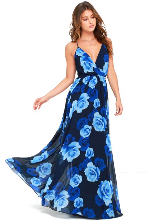 Lovely Blue Dress Maxi Dress Floral Print Dress 118 00