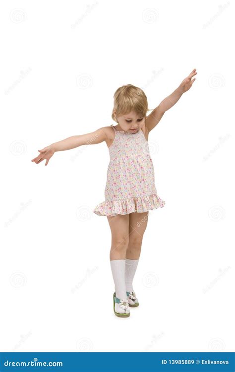 Little Girl Goes On Tiptoe Stock Image Image Of Life 13985889