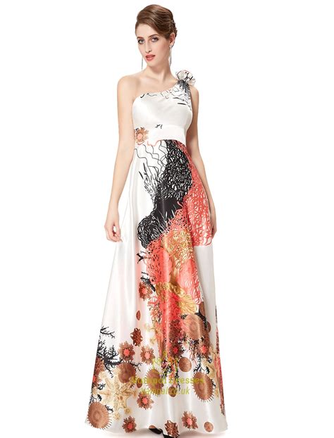 One Shoulder Floral Print Dressfloral One Shoulder Prom Dress Vampal