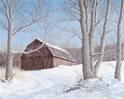 Winter Barn Herb Lucas Oil Paintings Barn Painting Painting Snow