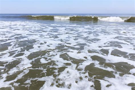 Sea With One Rolling Breaker Wave Stock Photo Image Of Foam Horizon