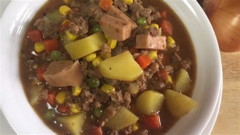 Savoury Minced Beef Recipe With Mixed Vegetables Luncheon Meat