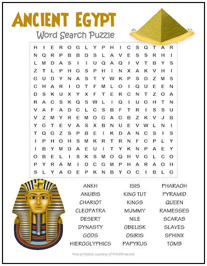 Ancient Egypt Word Search Puzzle Print It Free