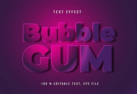 Premium Vector Purple Pink Bubble Gum Editable Text Effect