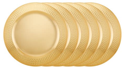 S6 13 Dia Gold Charger Plates Whammered Rim Traditional Charger