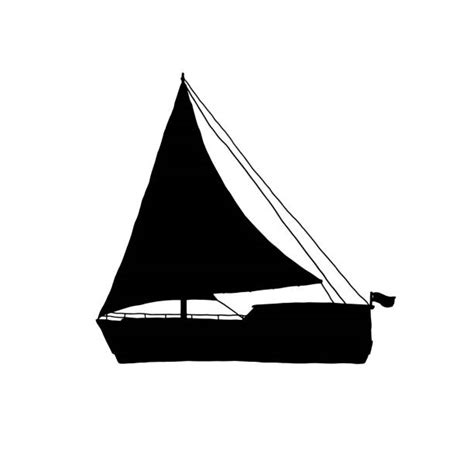 Silhouette Of A Black And White Sailboat Illustrations Royalty Free