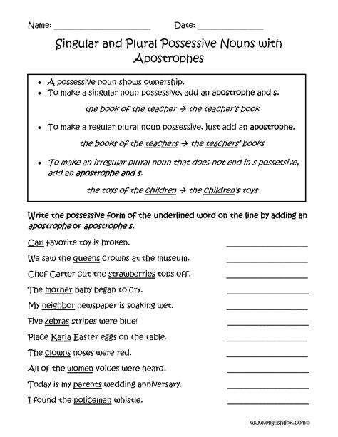 13 Best Images Of Plurals Vs Possessives Worksheets Plural Possessive