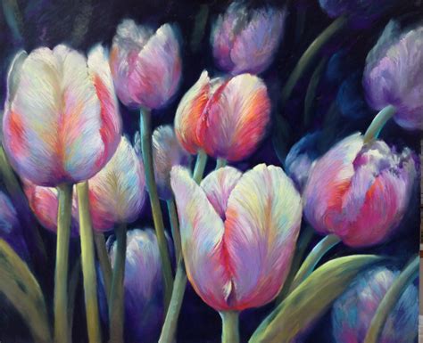 Tulip Painting Tulips White Pink Nel Whatmore Tender Is The Light