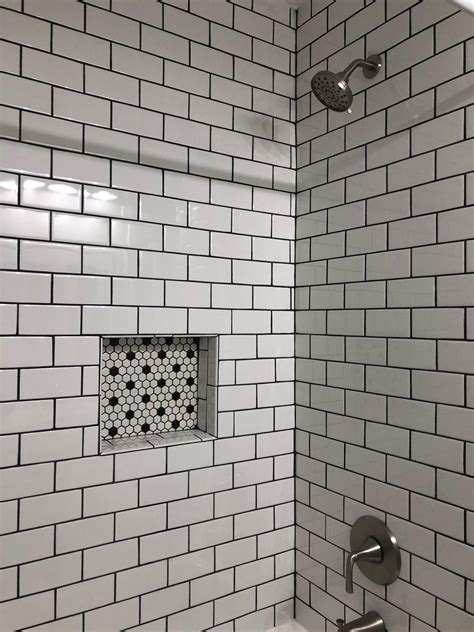 Bathroom White Subway Tile Gray Grout