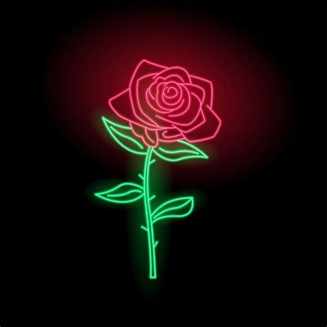 Black Background Neon Rose Neon Rose White Cup Black Background Stock