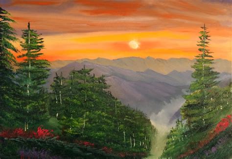 Leonard Parker Artwork Glorious Mountain Sunset Original Painting