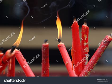 Burning Red Chinese Candle In Temple Stock Photo 294451427 Shutterstock