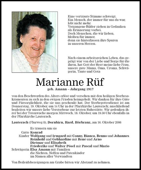 Todesanzeigen Von Marianne R F Todesanzeigen Vorarlberger Nachrichten