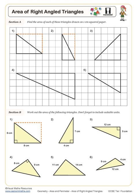 Area Of Right Angled Triangles Worksheet Fun And Engaging Pdf Worksheets