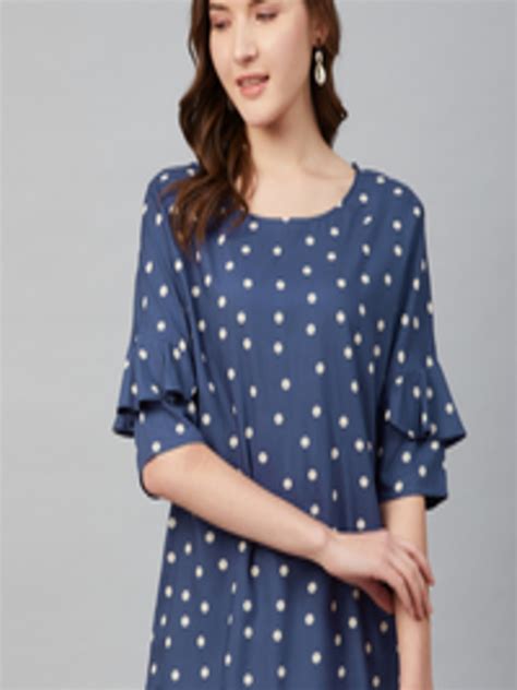 Buy Marks Spencer Women Blue White Polka Dots Print Top Tops For