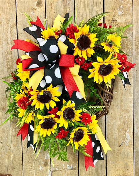 Sunflower Wreath for Front Door Summer Sunflower Wreath | Etsy | Sunflower wreaths, Sunflower ...