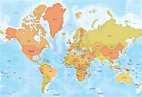 Free Vector World Map Countries Mercator One Stop Map Images And