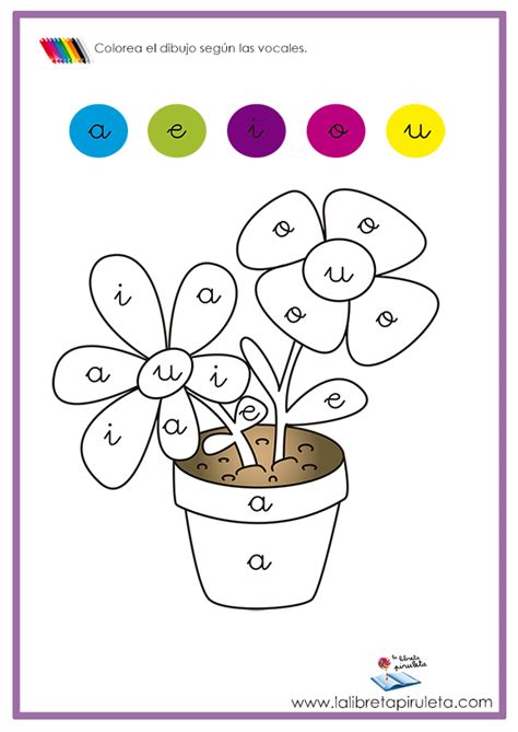 Dibujos para colorear según vocales - La libreta piruleta