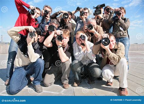 Group Of Photographers Stock Photo Image Of Papparazzi 5469088
