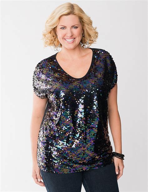 Sequin Front Tee Plus Size Women S Tops Clothes Classy Outfits