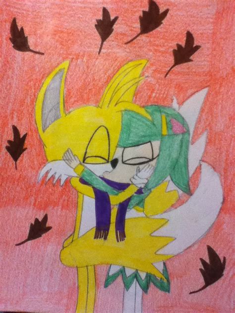 Remember when tails saved cosmo from that disco ball? Tails X Cosmo- Kiss in the Fall by tailsthefoxlover715 on deviantART