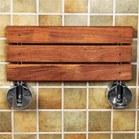 Best Wall Mount Folding Teak Shower Bench From Clevr Best Teak Shower Furniture