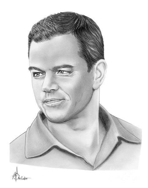 Matt Damon Drawing By Murphy Elliott Fine Art America