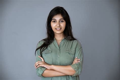 Confident Smiling Indian Business Woman Look At Camera On Background Stock Image Image Of