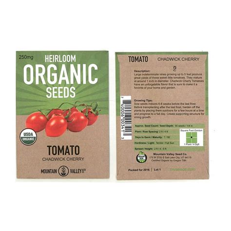 Tomato Garden Seeds Chadwick Cherry 250 Mg Packet Non Gmo