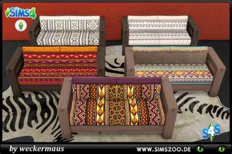 Blackys Sims 4 Zoo African Style Love Seat By Weckermaus Sims 4
