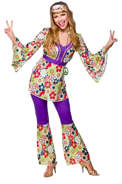 Hippie Chick Medallion 1970s Ladies Fancy Dress Hippy 1960s Womens Costume New Ebay