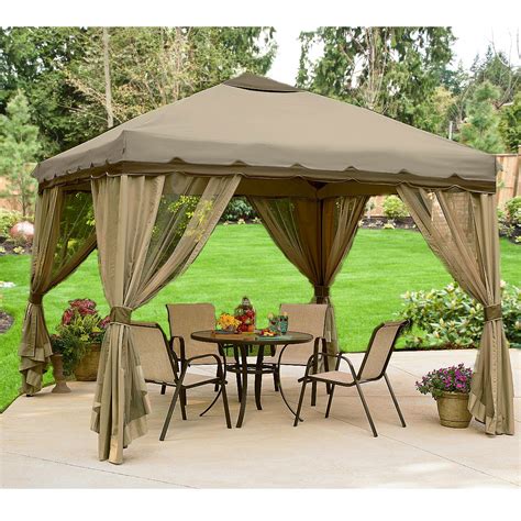 Attractive 10'w x 10'l garden canopy features a polyester cover with skirted legs. 10 x 10 Portable Gazebo Replacement Canopy and Netting ...