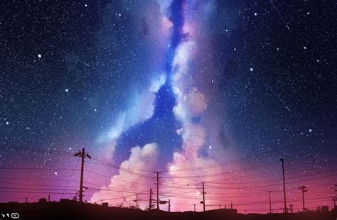 Download 3508x2297 Anime Sky Night Scenic Starry Sky