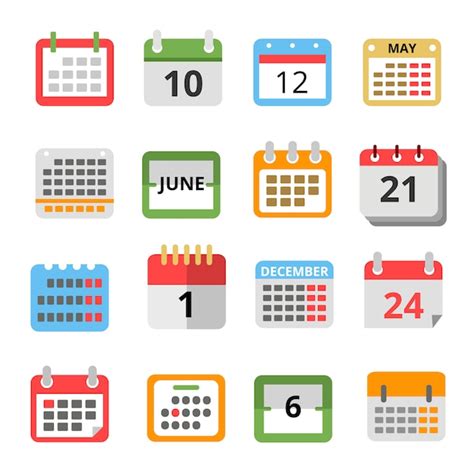 Conjunto De Diferentes Calendarios En Estilo Plano Vector Premium