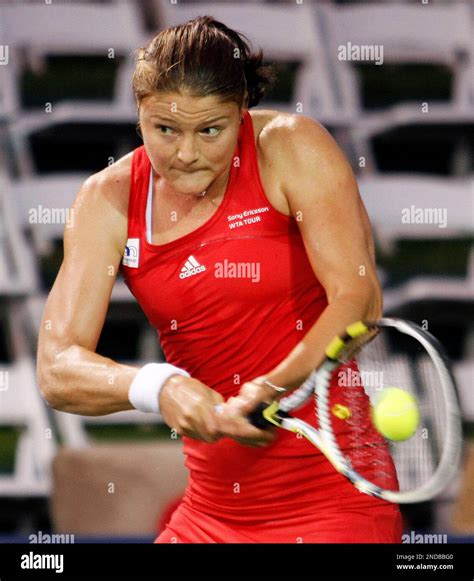 Dinara Safina Of Russia Hits A Backhand Shot During Her First Round Match Against Alona