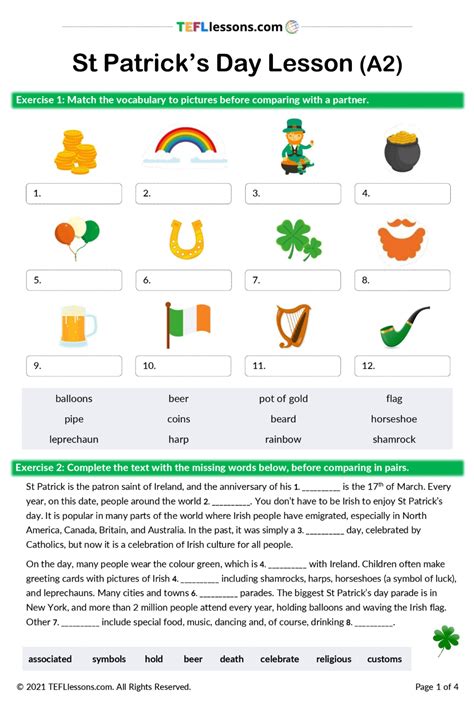 St Patricks Day Lesson A2 Esl Lessons Lesson Teaching English