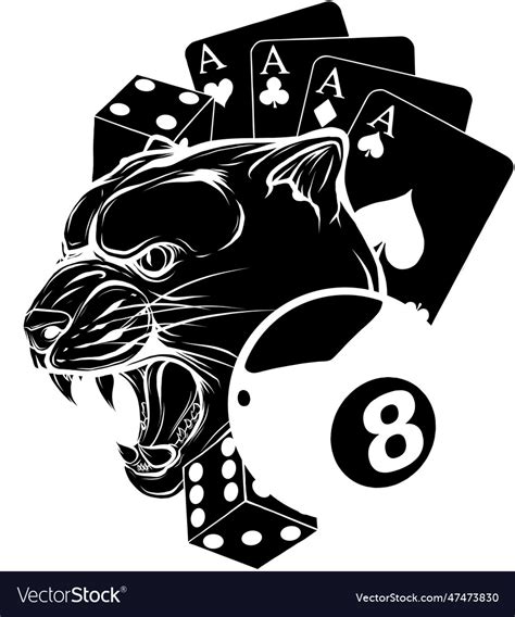 Black Silhouette Of Cougar Panther Mascot Head Vector Image