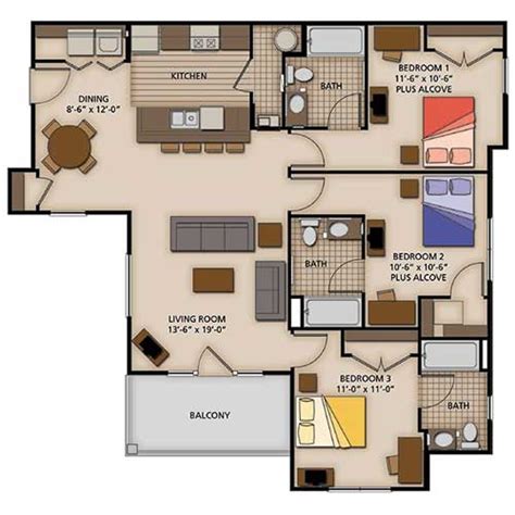 3 & 4 bedroom apartment floor plans. 2, 3 and 4 Bedroom Apartment Floor Plans | Capstone Quarters