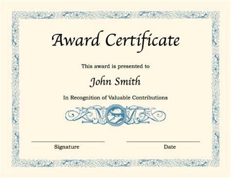 Blank Certificate For Word Templates At In Microsoft Word Award