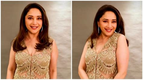 Dance Icon Madhuri Dixit Slays Everyone In Golden Lace Outfit डांस आइकन