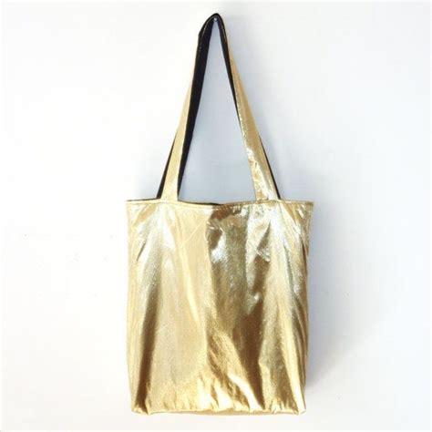 Metallic Gold Tote Bag Tote Bag Convenient Bag Magazines Etsy Tote