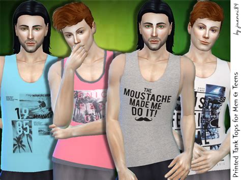 The Sims Resource Printed Tank Tops For Males V1 Outdoor Retreat Needed